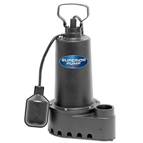 Superior Pump Model 92337 0.33 horse power Tether Float Cast Iron Housing Automatic Submersible Sump Pump